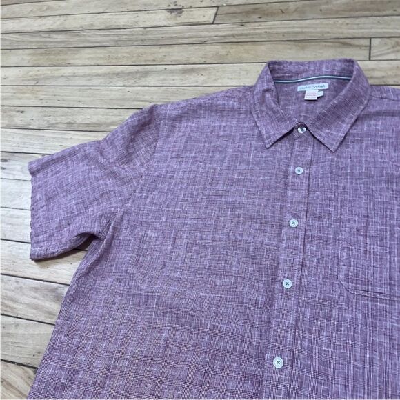 Carbon 2 Cobalt Linen Shirt Men L Light Red Pocket Button Up Casual Summer Large - Picture 11 of 16